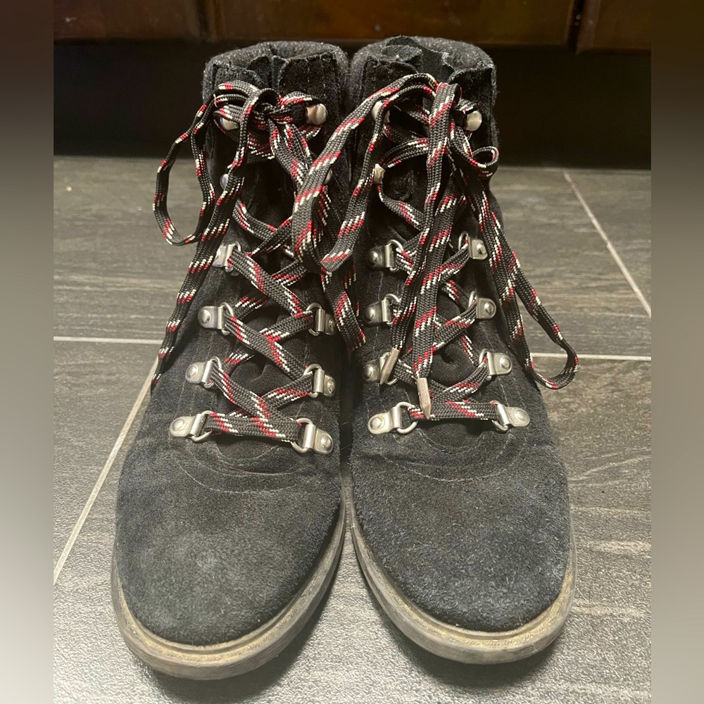 SAM EDELMAN Women's Black Suede Leather Combat Boots Size 7